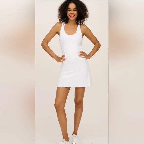 NUDETECH RACERBACK DRESS WITH INNER SHORT AND BRA CUPS - Picture 2 of 4